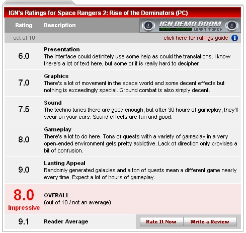 'Space Rangers 2: Rise of the Dominators' IGN 리뷰 점수_1.jpg